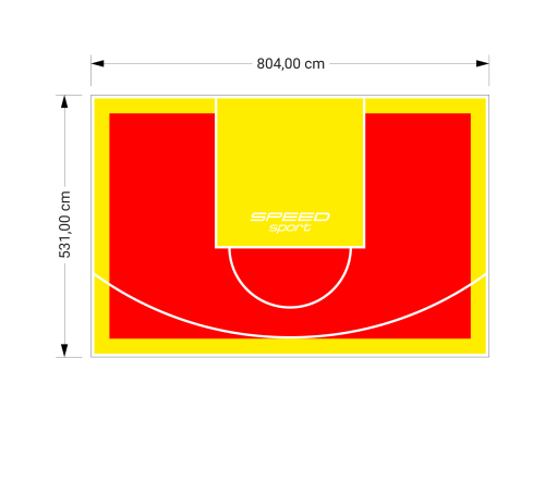 43M2/531X804CM CZERWONO-ŻÓŁTE BOISKO DO KOSZYKÓWKI SPEEDSPORT HEXA POWER PRO