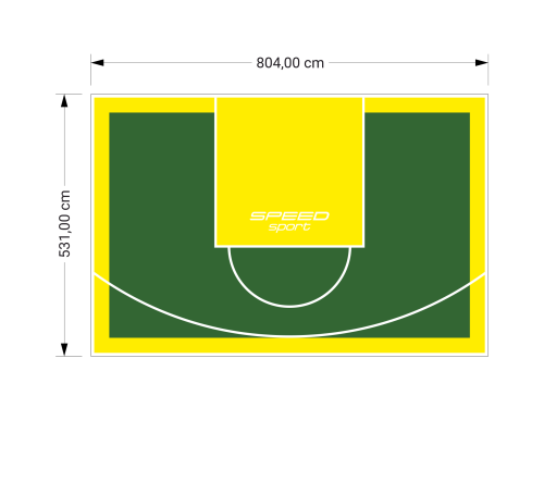 43M2/531X804CM ZIELONO-ŻÓŁTE BOISKO DO KOSZYKÓWKI SPEEDSPORT HEXA POWER PRO