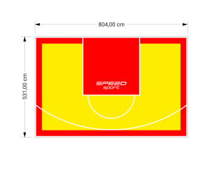 43M2/531X804CM ŻÓŁTO-CZERWONE BOISKO DO KOSZYKÓWKI SPEEDSPORT HEXA POWER PRO
