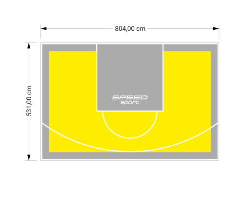 43M2/531X804CM ŻÓŁTO-SZARE BOISKO DO KOSZYKÓWKI SPEEDSPORT HEXA POWER PRO