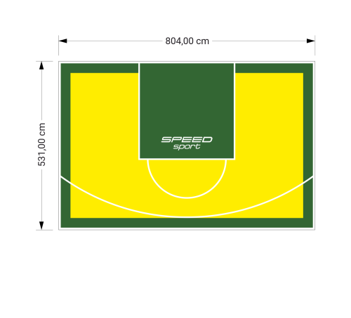 43M2/531X804CM ŻÓŁTO-ZIELONE BOISKO DO KOSZYKÓWKI SPEEDSPORT HEXA POWER PRO