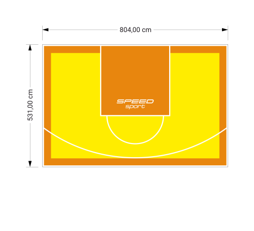 43M2/531X804CM ŻÓŁTO-POMARAŃCZOWE BOISKO DO KOSZYKÓWKI SPEEDSPORT HEXA POWER PRO