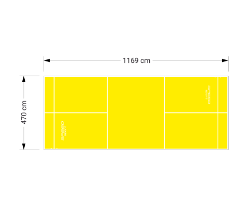 55M2/1169X470CM ŻÓŁTE BOISKO DO BADMINTONA SPEEDSPORT HEXA POWER PRO