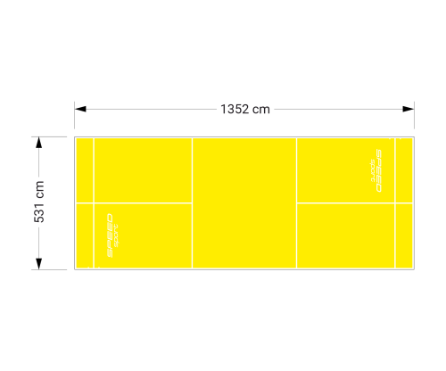 72M2/1352X531CM ŻÓŁTE BOISKO DO BADMINTONA SPEEDSPORT HEXA POWER PRO