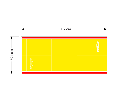 80M2/1352X592CM ŻÓŁTO-CZERWONE BOISKO DO BADMINTONA SPEEDSPORT HEXA POWER PRO