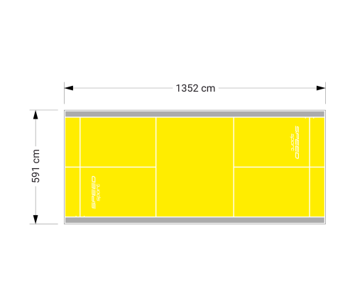 80M2/1352X592CM ŻÓŁTO-SZARE BOISKO DO BADMINTONA SPEEDSPORT HEXA POWER PRO