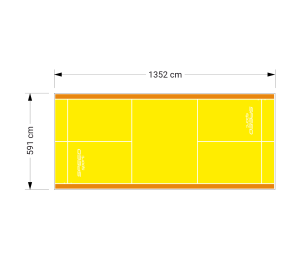 80M2/1352X592CM ŻÓŁTO-POMARAŃCZOWE BOISKO DO BADMINTONA SPEEDSPORT HEXA POWER PRO