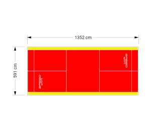 80M2/1352X592CM CZERWONO-ŻÓŁTE BOISKO DO BADMINTONA SPEEDSPORT HEXA POWER PRO