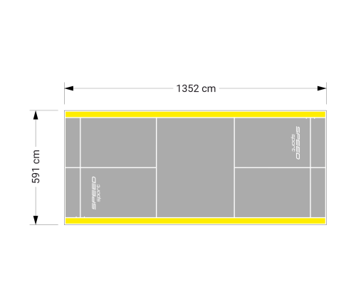 80M2/1352X592CM SZARO-ŻÓŁTE BOISKO DO BADMINTONA SPEEDSPORT HEXA POWER PRO