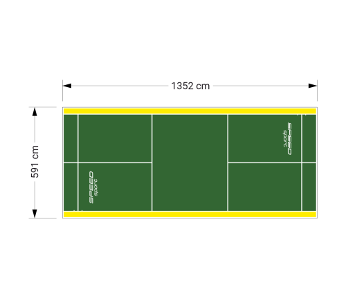 80M2/1352X592CM ZIELONO-ŻÓŁTE BOISKO DO BADMINTONA SPEEDSPORT HEXA POWER PRO