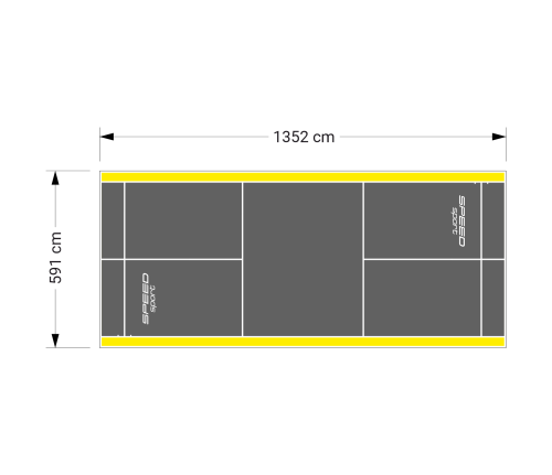 80M2/1352X592CM GRAFITOWO-ŻÓŁTE BOISKO DO BADMINTONA SPEEDSPORT HEXA POWER PRO