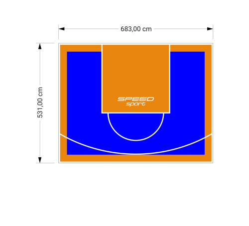 36M2/531X683CM NIEBIESKO-POMARAŃCZOWE BOISKO DO KOSZYKÓWKI SPEEDSPORT HEXA POWER PRO