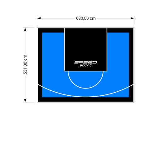 36M2/531X683CM BŁĘKITNO-CZARNE BOISKO DO KOSZYKÓWKI SPEEDSPORT HEXA POWER PRO