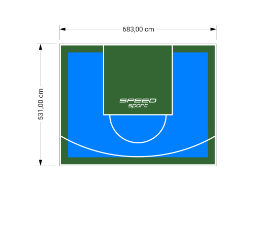 36M2/531X683CM BŁĘKITNO-ZIELONE BOISKO DO KOSZYKÓWKI SPEEDSPORT HEXA POWER PRO