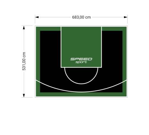36M2/531X683CM CZARNO-ZIELONE BOISKO DO KOSZYKÓWKI SPEEDSPORT HEXA POWER PRO