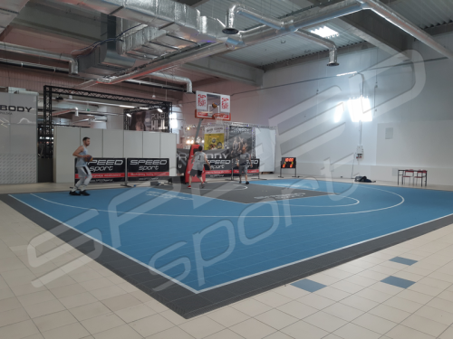 139M2/926X1504CM BŁĘKITNO-GRAFITOWE BOISKO DO KOSZYKÓWKI 3X3 SPEEDSPORT HEXA POWER PRO