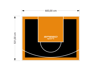 36M2/531X683CM CZARNO-POMARAŃCZOWE BOISKO DO KOSZYKÓWKI SPEEDSPORT HEXA POWER PRO