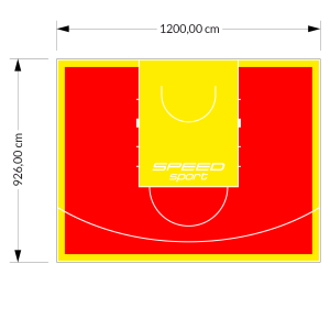 111M2/926X1200CM CZERWONO-ŻÓŁTE BOISKO DO KOSZYKÓWKI SPEED sport HEXA POWER PRO