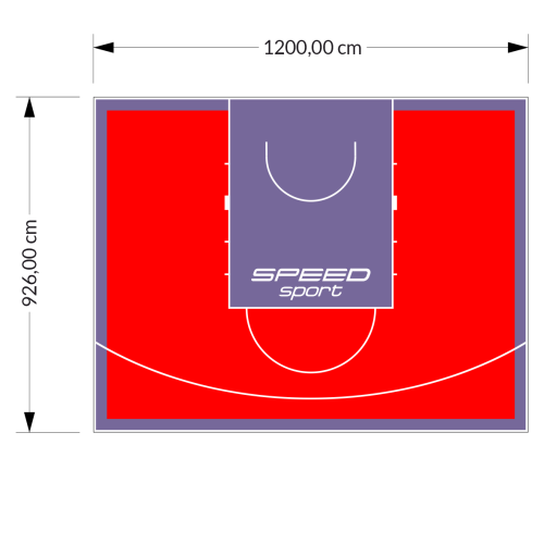 111M2/926X1200CM CZERWONO-FIOLETOWE BOISKO DO KOSZYKÓWKI SPEED sport HEXA POWER PRO