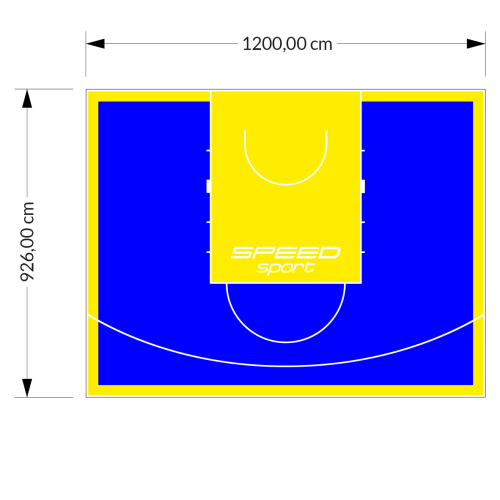 111M2/926X1200CM NIEBIESKO-ŻÓŁTE BOISKO DO KOSZYKÓWKI SPEED sport HEXA POWER PRO