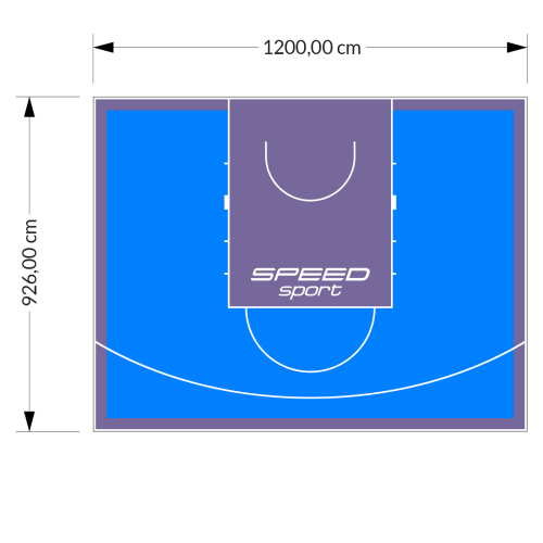 111M2/926X1200CM BŁĘKITNO-FIOLETOWE BOISKO DO KOSZYKÓWKI SPEED sport HEXA POWER PRO