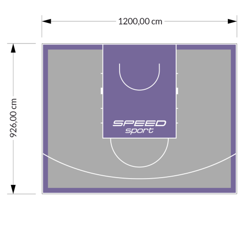 111M2/926X1200CM SZARO-FIOLETOWE BOISKO DO KOSZYKÓWKI SPEED sport HEXA POWER PRO