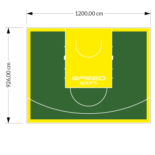 111M2/926X1200CM ZIELONO-ŻÓŁTE BOISKO DO KOSZYKÓWKI SPEED sport HEXA POWER PRO