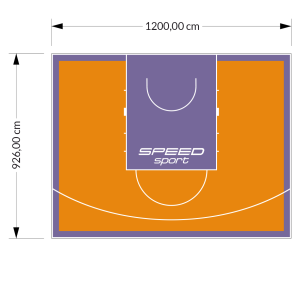 111M2/926X1200CM POMARAŃCZOWO-FIOLETOWE BOISKO DO KOSZYKÓWKI SPEED sport HEXA POWER PRO