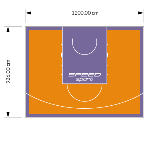 111M2/926X1200CM POMARAŃCZOWO-FIOLETOWE BOISKO DO KOSZYKÓWKI SPEED sport HEXA POWER PRO