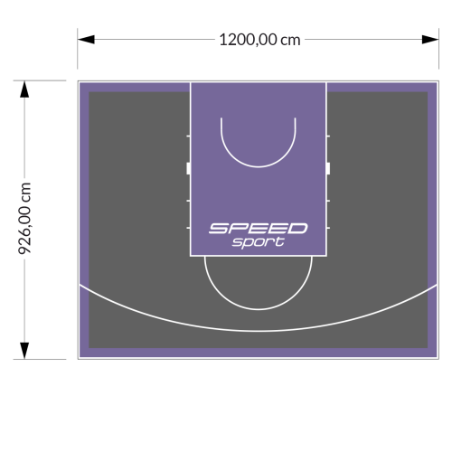 111M2/926X1200CM GRAFITOWO-FIOLETOWE BOISKO DO KOSZYKÓWKI SPEED sport HEXA POWER PRO