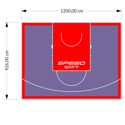 111M2/926X1200CM FIOLETOWO-CZERWONE BOISKO DO KOSZYKÓWKI SPEED sport HEXA POWER PRO