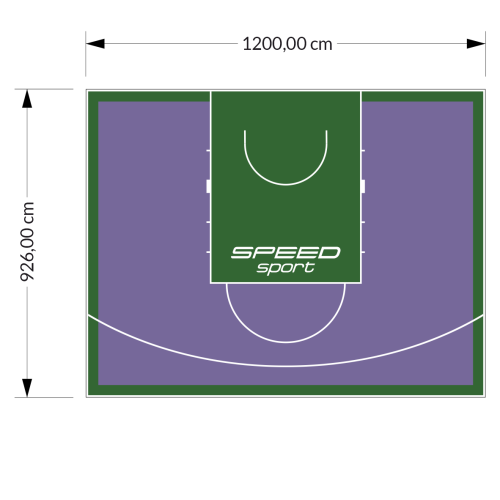 111M2/926X1200CM FIOLETOWO-ZIELONE BOISKO DO KOSZYKÓWKI SPEED sport HEXA POWER PRO