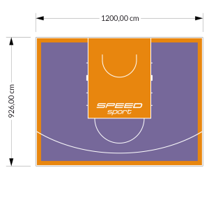 111M2/926X1200CM FIOLETOWO-POMARAŃCZOWE BOISKO DO KOSZYKÓWKI SPEED sport HEXA POWER PRO