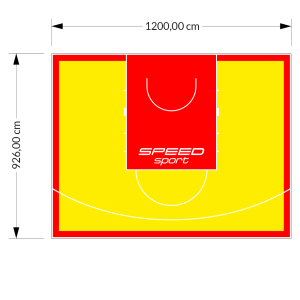 111M2/926X1200CM ŻÓŁTO-CZERWONE BOISKO DO KOSZYKÓWKI SPEED sport HEXA POWER PRO