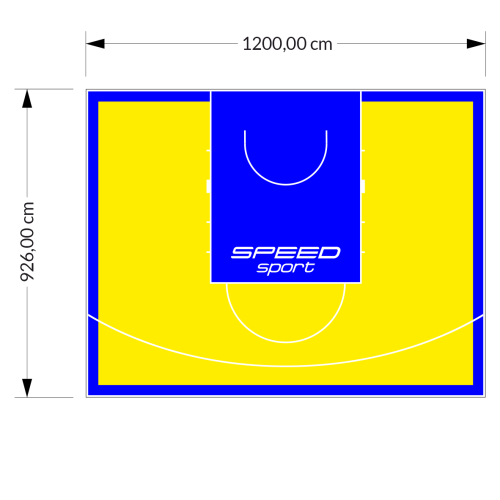 111M2/926X1200CM ŻÓŁTO-NIEBIESKIE BOISKO DO KOSZYKÓWKI SPEED sport HEXA POWER PRO