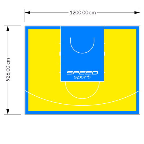 111M2/926X1200CM ŻÓŁTO-BŁĘKITNE BOISKO DO KOSZYKÓWKI SPEED sport HEXA POWER PRO