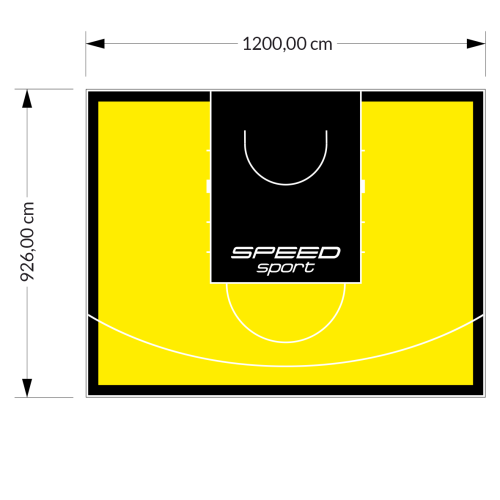 111M2/926X1200CM ŻÓŁTO-CZARNE BOISKO DO KOSZYKÓWKI SPEED sport HEXA POWER PRO