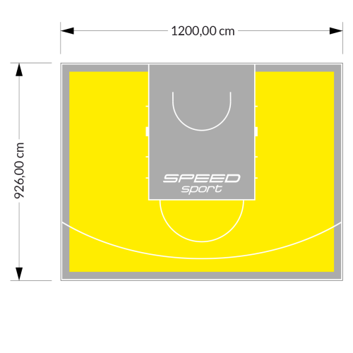 111M2/926X1200CM ŻÓŁTO-SZARE BOISKO DO KOSZYKÓWKI SPEED sport HEXA POWER PRO