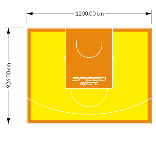 111M2/926X1200CM ŻÓŁTO-POMARAŃCZOWE BOISKO DO KOSZYKÓWKI SPEED sport HEXA POWER PRO