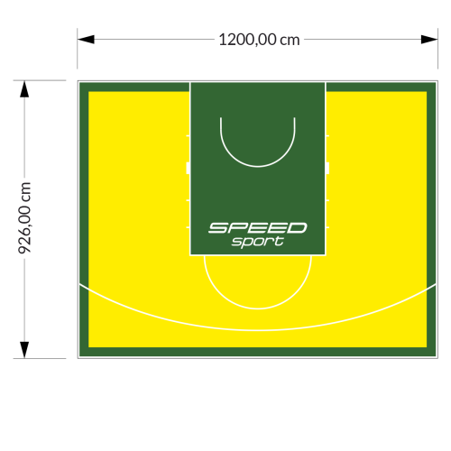 111M2/926X1200CM ŻÓŁTO-ZIELONE BOISKO DO KOSZYKÓWKI SPEED sport HEXA POWER PRO