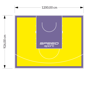 111M2/926X1200CM ŻÓŁTO-FIOLETOWE BOISKO DO KOSZYKÓWKI SPEED sport HEXA POWER PRO