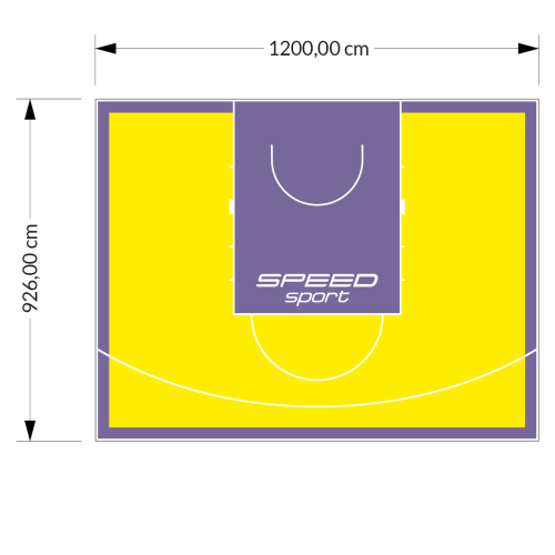 111M2/926X1200CM ŻÓŁTO-FIOLETOWE BOISKO DO KOSZYKÓWKI SPEED sport HEXA POWER PRO