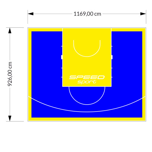108M2/926X1169CM NIEBIESKO-ŻÓŁTE BOISKO DO KOSZYKÓWKI SPEED sport HEXA POWER PRO