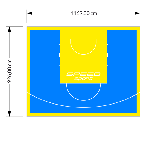 108M2/926X1169CM BŁĘKITNO-ŻÓŁTE BOISKO DO KOSZYKÓWKI SPEED sport HEXA POWER PRO