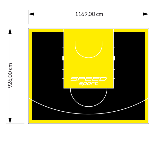 108M2/926X1169CM CZARNO-ŻÓŁTE BOISKO DO KOSZYKÓWKI SPEED sport HEXA POWER PRO