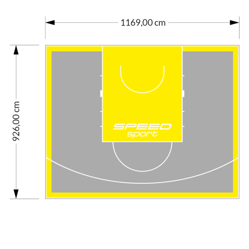 108M2/926X1169CM SZARO-ŻÓŁTE BOISKO DO KOSZYKÓWKI SPEED sport HEXA POWER PRO