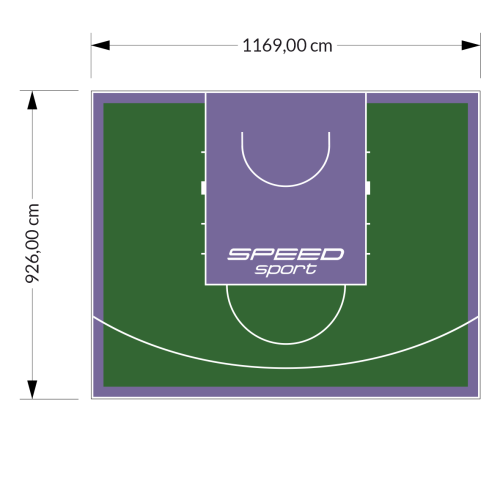 108M2/926X1169CM ZIELONO-FIOLETOWE BOISKO DO KOSZYKÓWKI SPEED sport HEXA POWER PRO