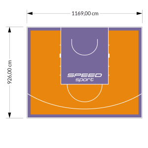 108M2/926X1169CM POMARAŃCZOWO-FIOLETOWE BOISKO DO KOSZYKÓWKI SPEED sport HEXA POWER PRO