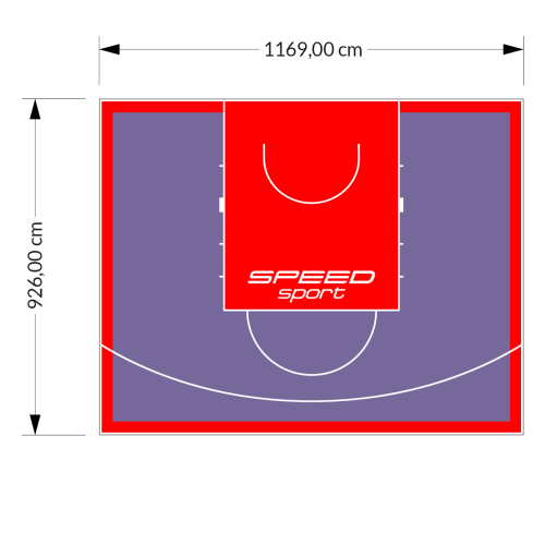 108M2/926X1169CM FIOLETOWO-CZERWONE BOISKO DO KOSZYKÓWKI SPEED sport HEXA POWER PRO