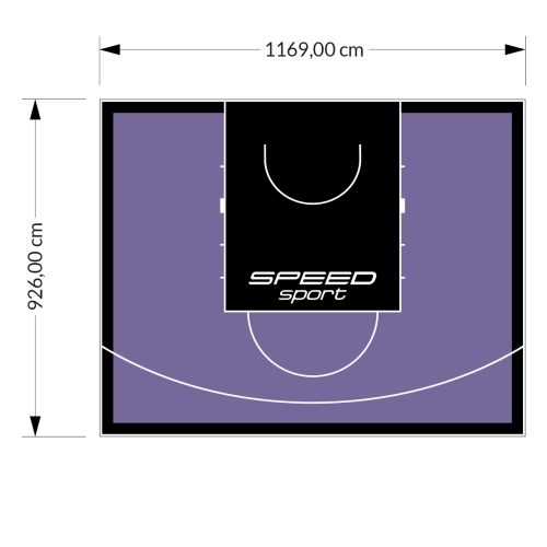 108M2/926X1169CM FIOLETOWO-CZARNE BOISKO DO KOSZYKÓWKI SPEED sport HEXA POWER PRO